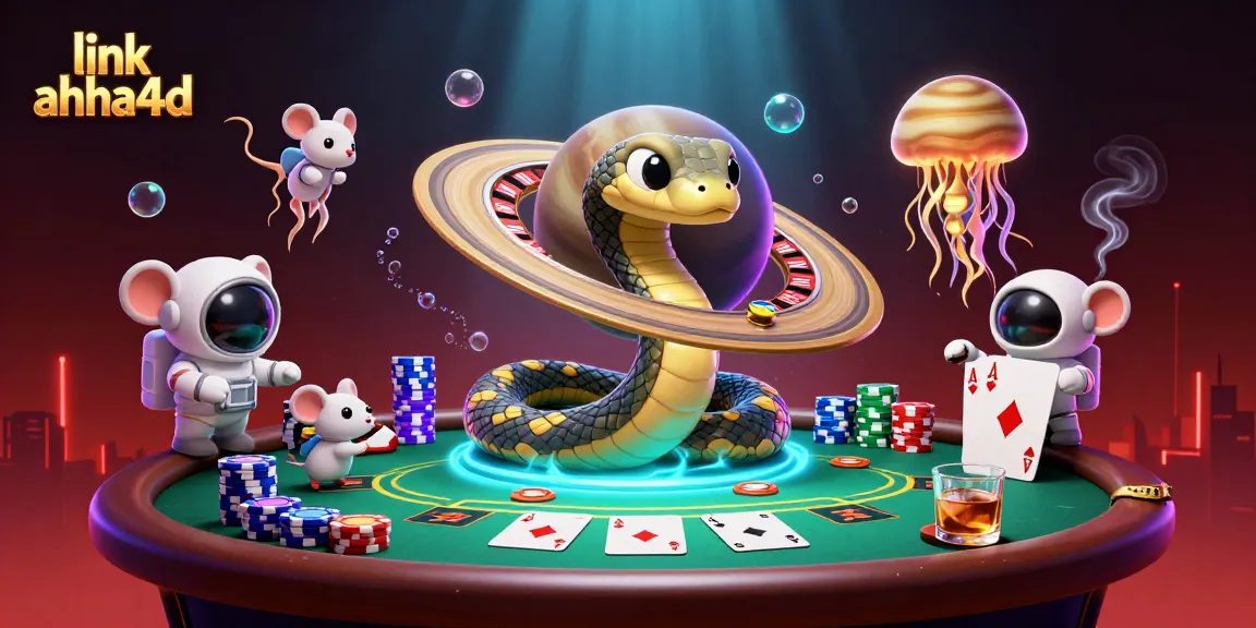 Gambarlah momen seru permainan di link ahha4d dengan ular Saturnus sebagai roda roulette dan astronaut tikus bertaruh.