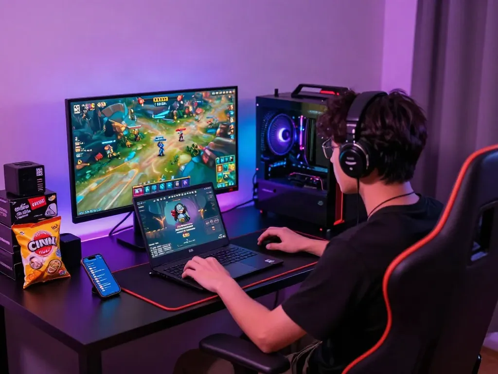 Pengguna situs toto bermain game online dengan perangkat modern yang menyenangkan.