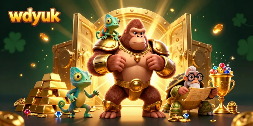 Witness the thrilling moment as wdyuk's powerful gorilla king showcases his dominance in a vibrant casino scene.