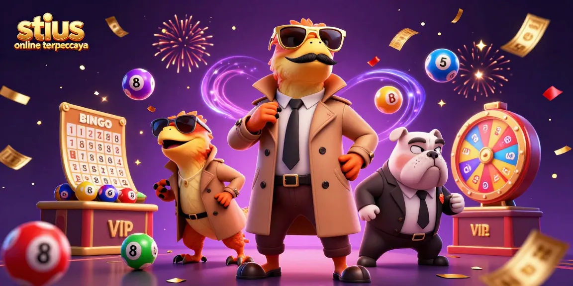 Menghadiri situs online terpercaya, tiga raptor kartun dalam jas mencoba masuk ke kasino VIP sementara bulldog pengawal mencurigai mereka.