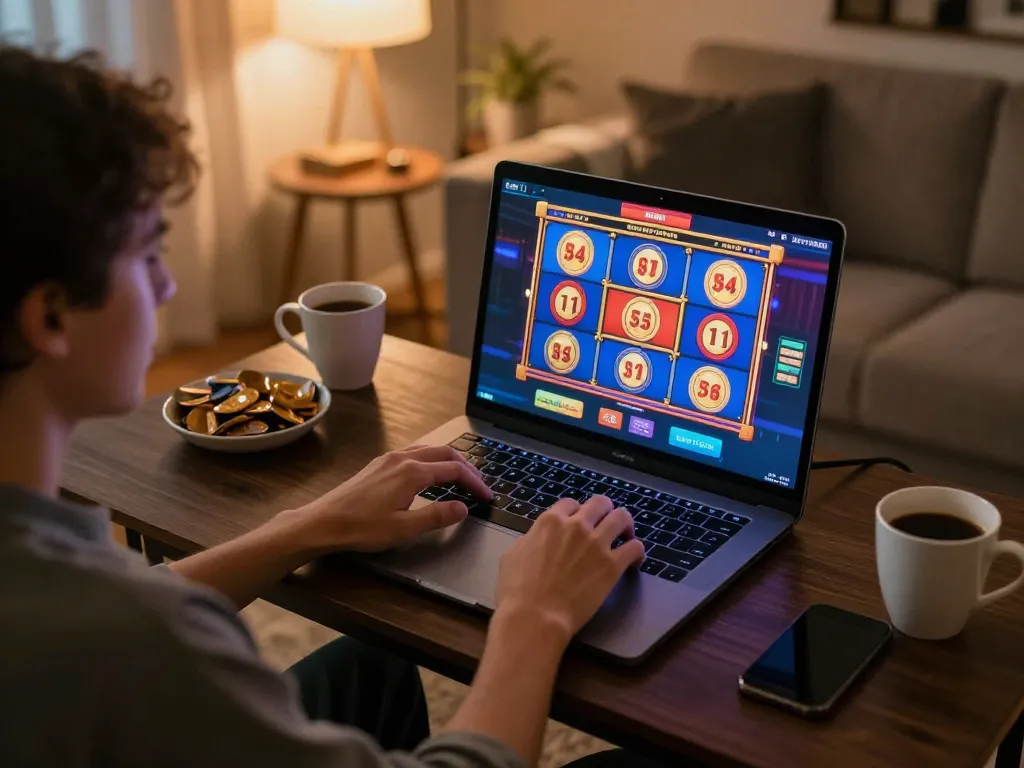 Player enjoying a thrilling game of slots online at NEGO77 with vibrant graphics and immersive experience