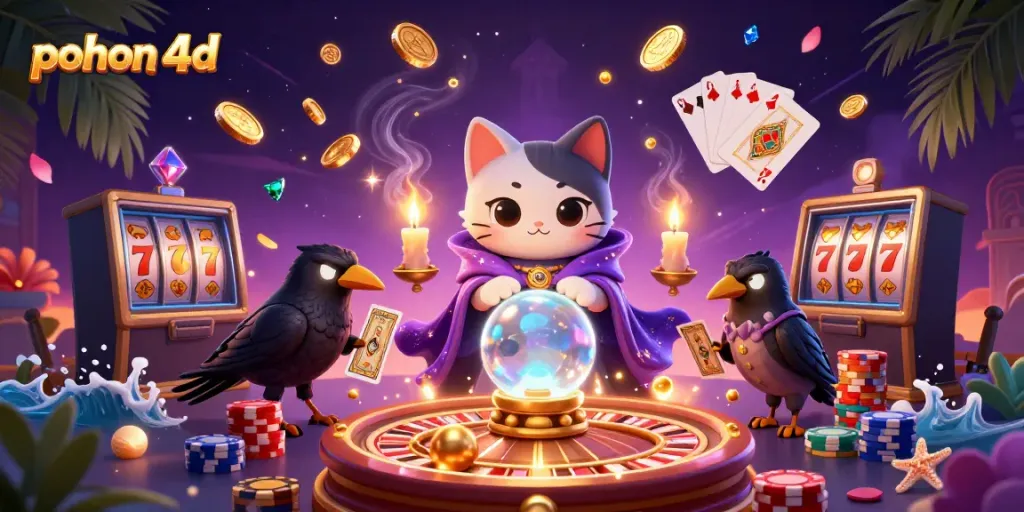 Experience fun gaming moments with pohon 4d amidst cascading gems and vibrant casino elements.