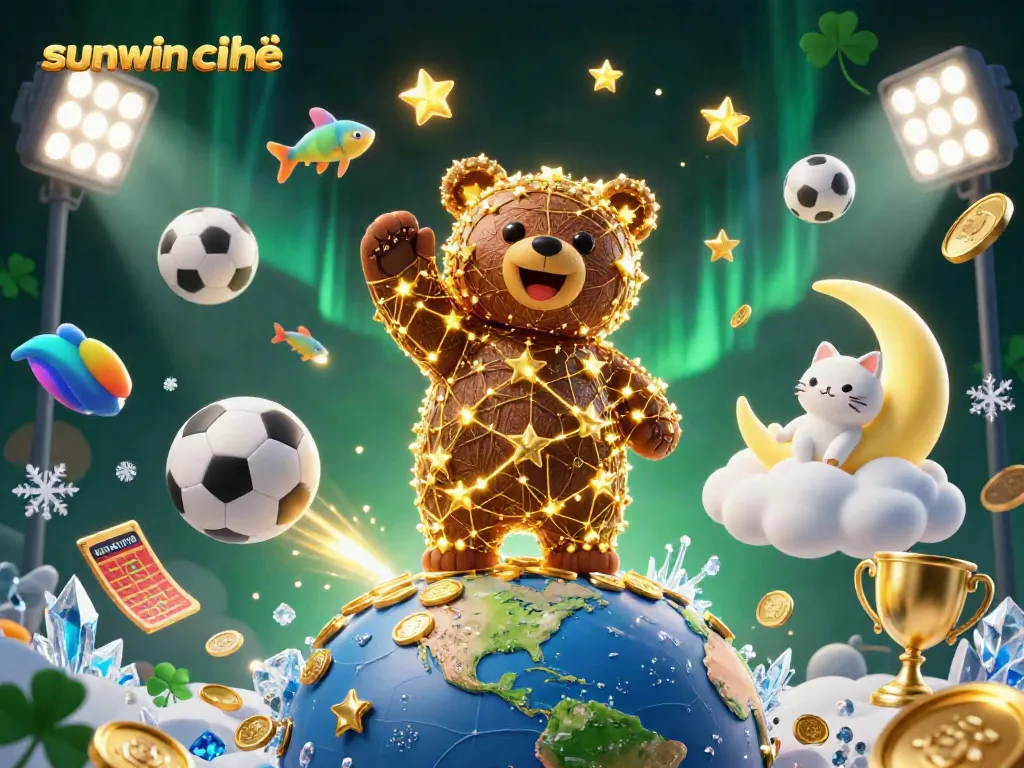 Experience thrilling gameplay with sunwin chính chủ as a constellation bear collects coins in a colorful casino scene.