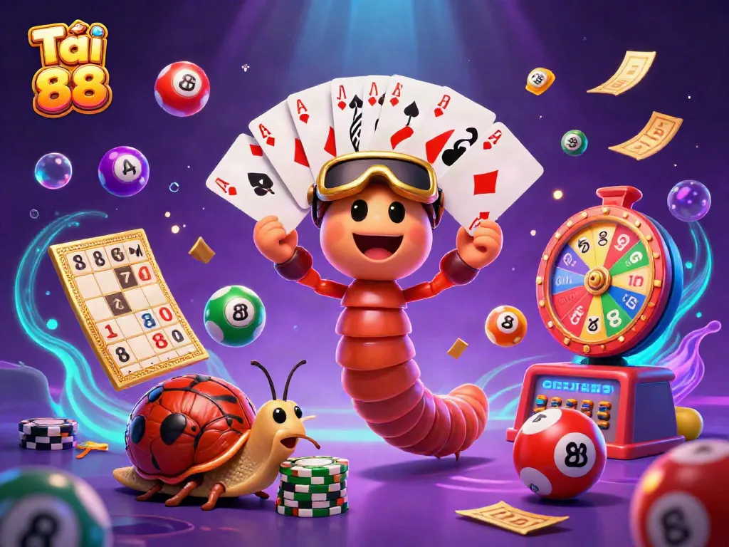 Tải go 88 with a cartoon dealer and vibrant gaming elements in an exciting casino scene