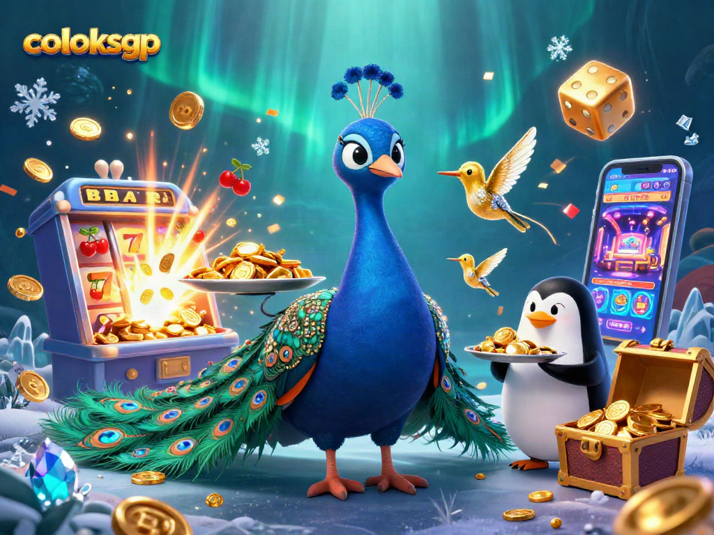 Bermain dengan coloksgp melalui slot machine yang fantastis dan simbol keberuntungan bersinar di atas lautan harta.