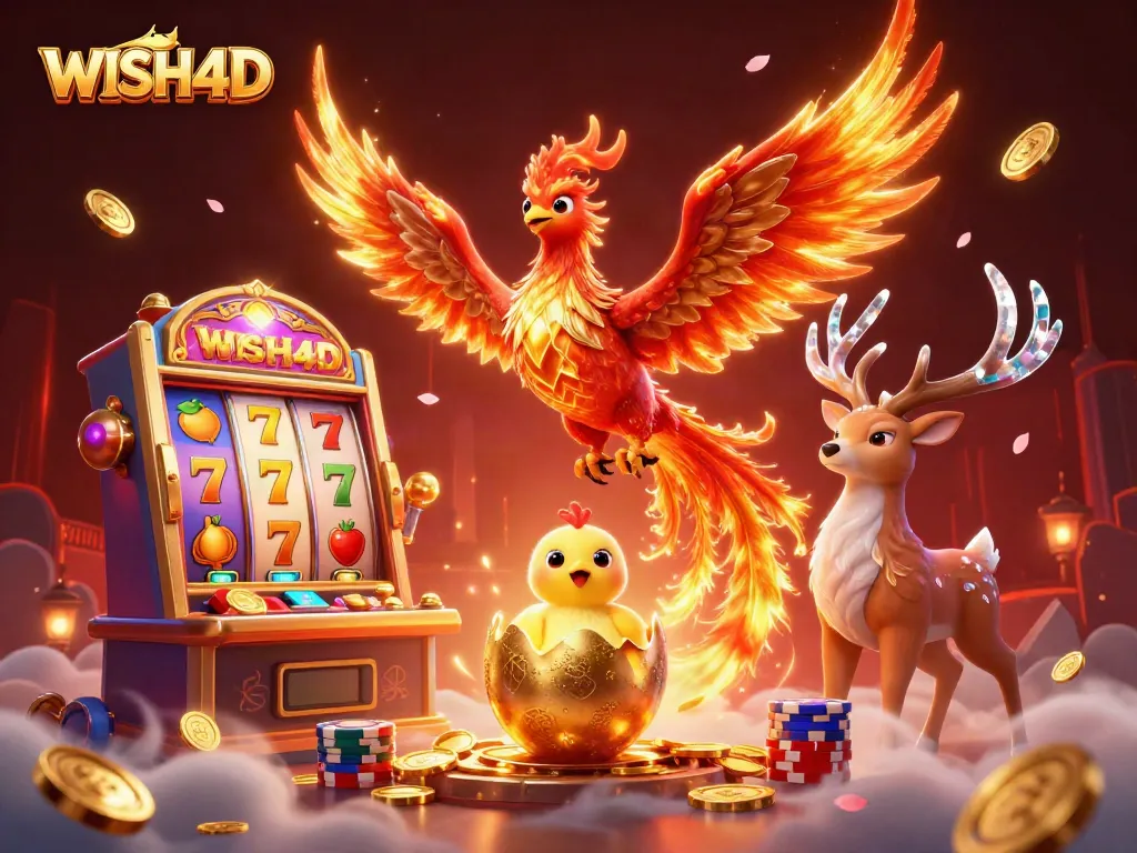 Play thrilling games at WISH4D while exploring a vibrant casino world filled with dynamic elements.