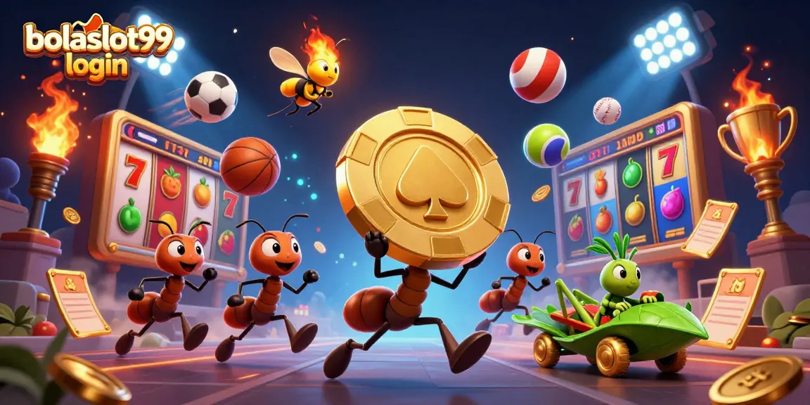 Experience bolaslot99 login with ants heisting a giant poker chip in a dynamic casino scene.